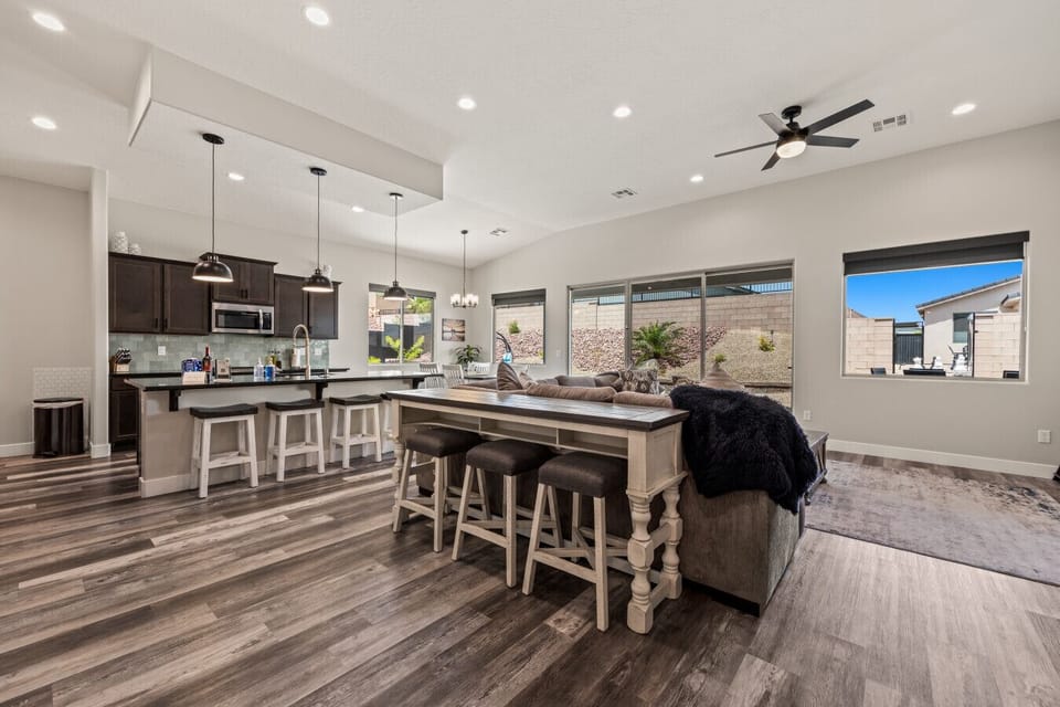 Bring outdoor living in with large slider and views to backyard living space.