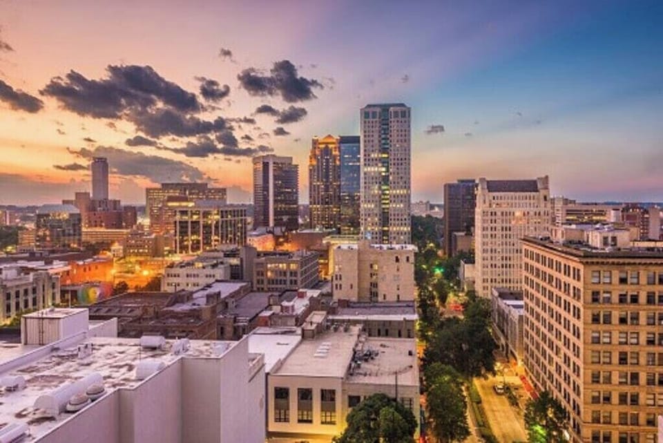The Birmingham skyline is beautiful in the summer