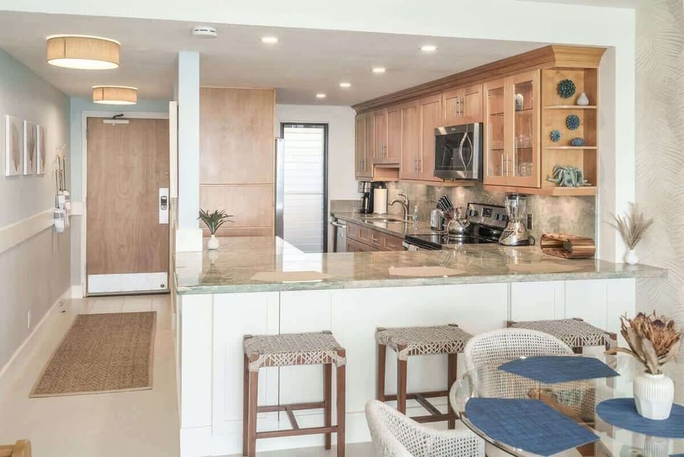 Well stocked kitchen has everything you need for cooking.