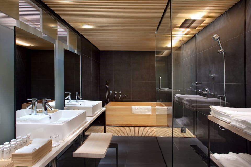 Suite Room with a Private Hot Spring Bath, Non Smoking [60sqm] | Bathroom | Combined shower/tub, deep soaking tub, free toiletries, hair dryer