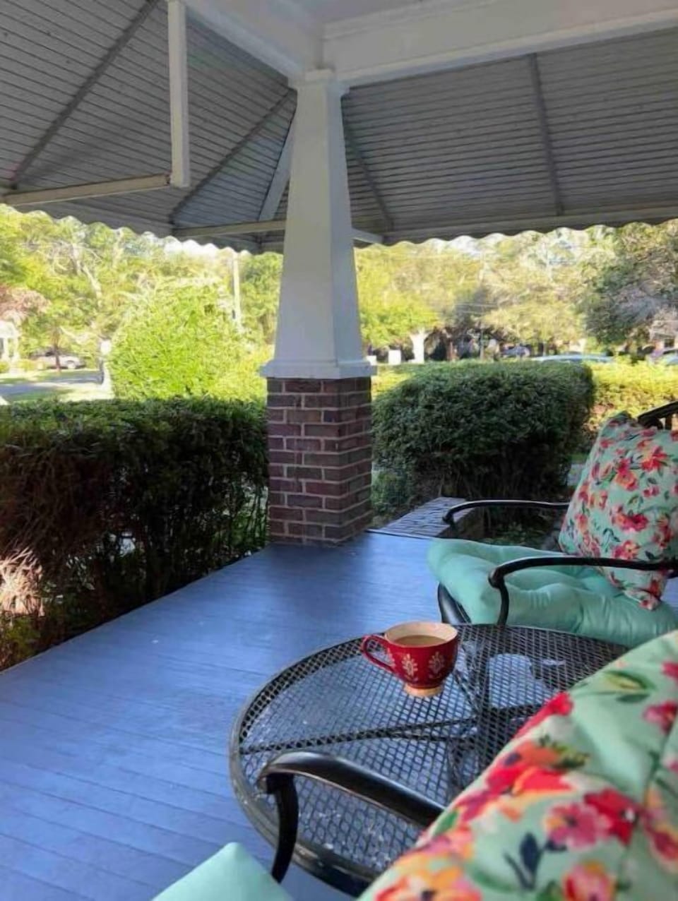 Enjoy a morning cup of coffee and watch the neighborhood wake up…