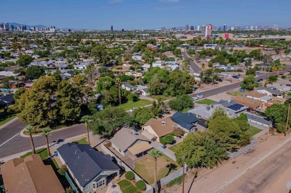 Aerial view of neighborhood/area. Main house rented out separately from casita.