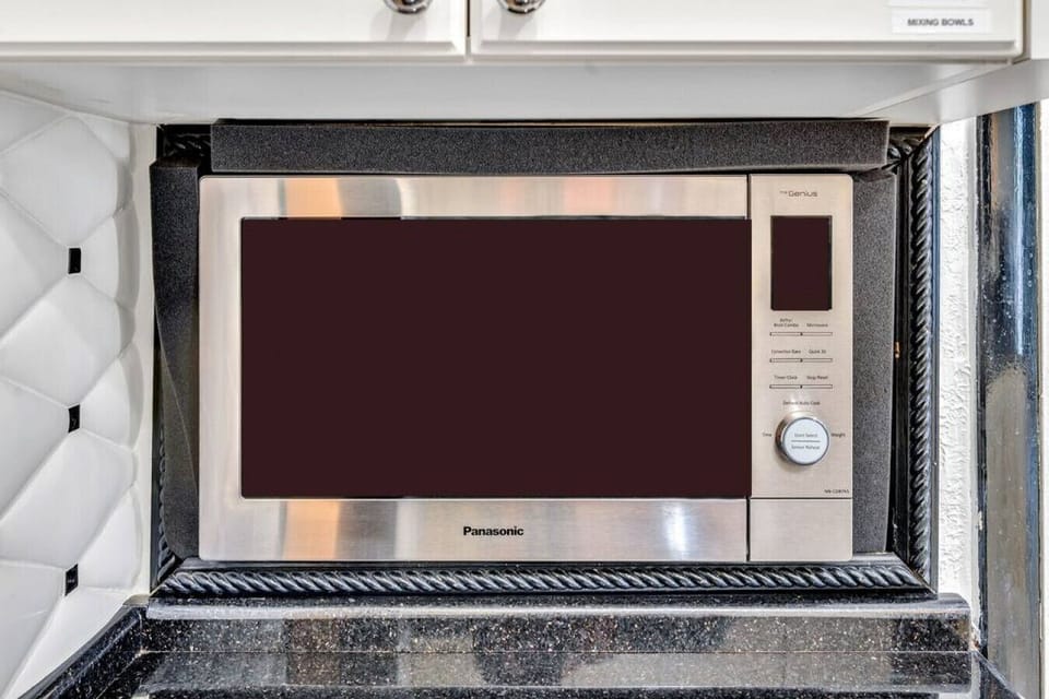 Convenient kitchen appliances make meal preparation quick and easy.