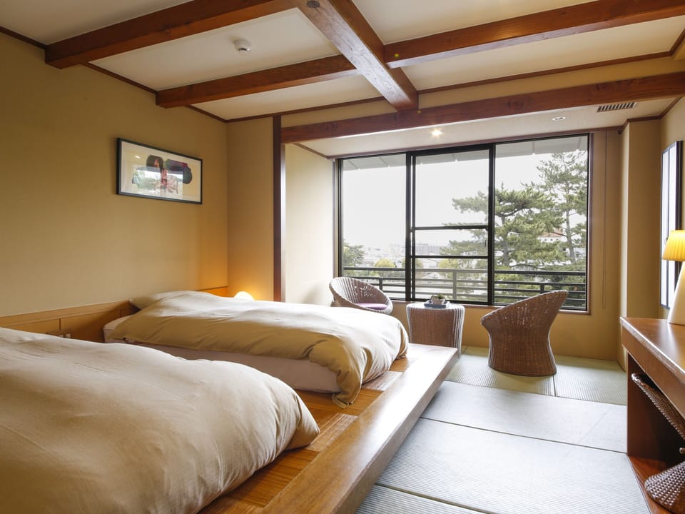 Standard Japanese Style Twin Room with Pond View, Non Smoking | In-room safe, blackout drapes, soundproofing