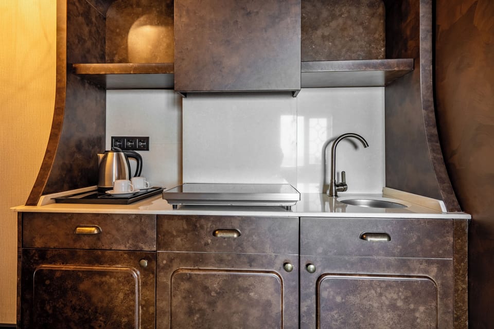 Shared fridge, microwave, coffee/tea maker