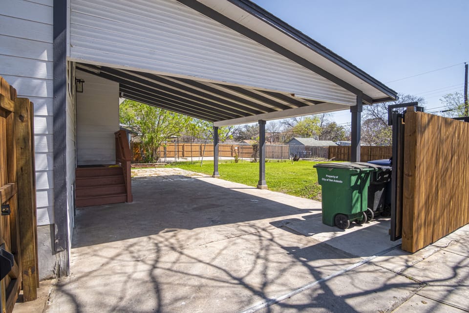 Secure covered parking: Park your car worry-free in a designated covered space 