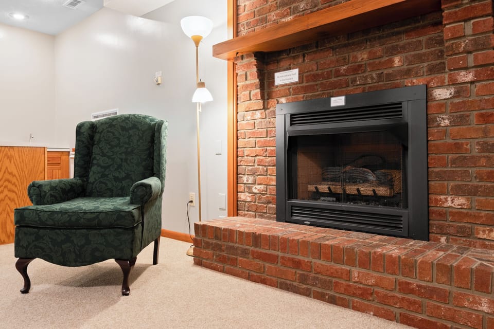Fireplace in the second living room.