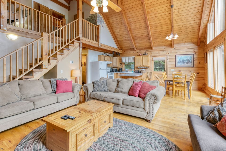 Well-lit living spaces from the floor-to-ceiling windows.