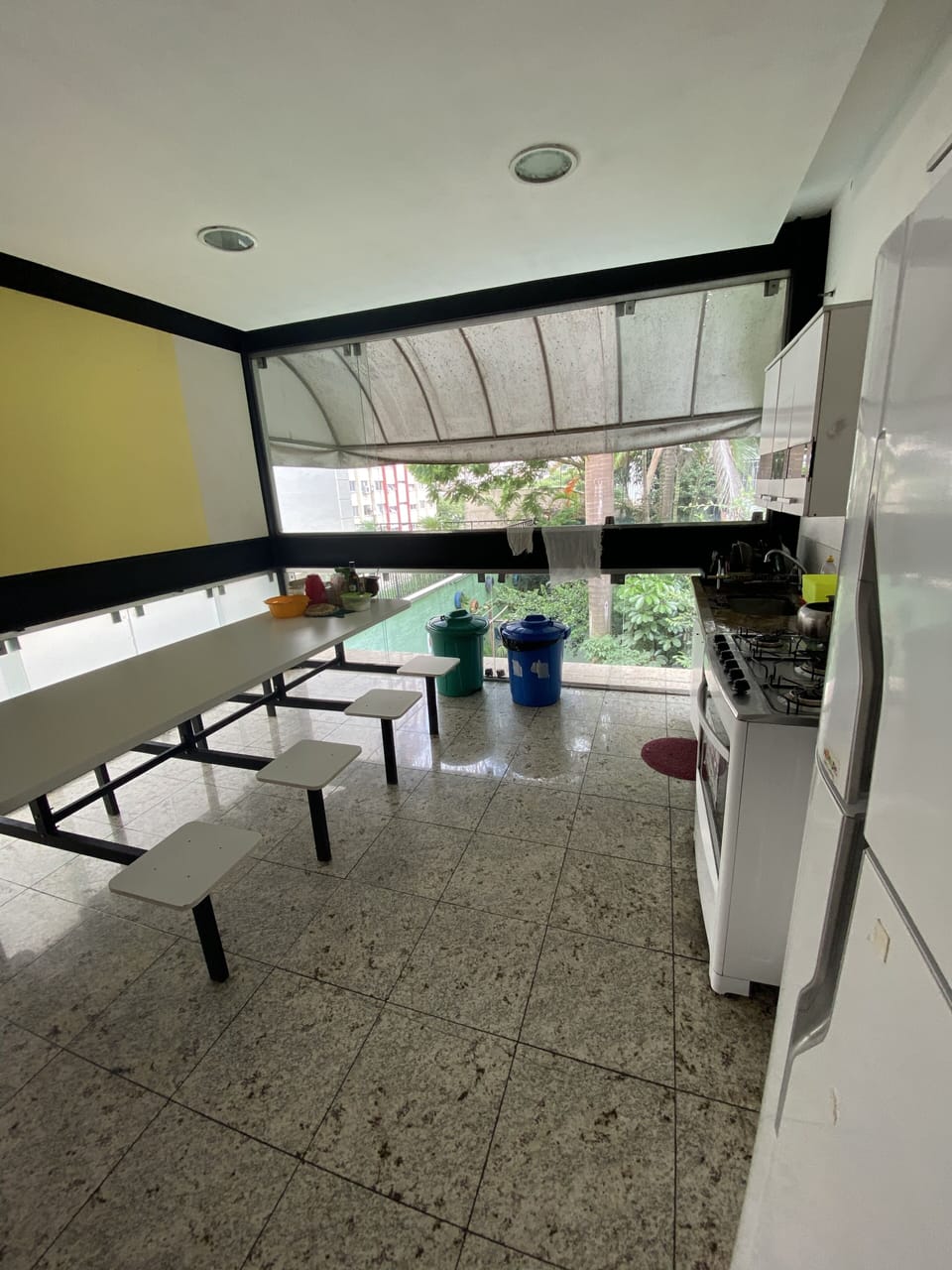 Fridge, shared microwave, oven, blender