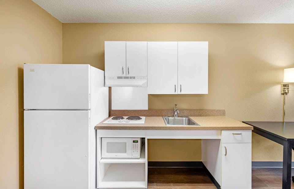 Studio, 1 Queen Bed, Accessible, Non Smoking | Private kitchen | Coffee/tea maker, full-size fridge, microwave, stovetop