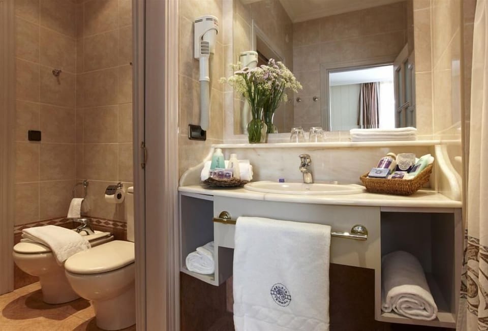 Free toiletries, hair dryer, towels
