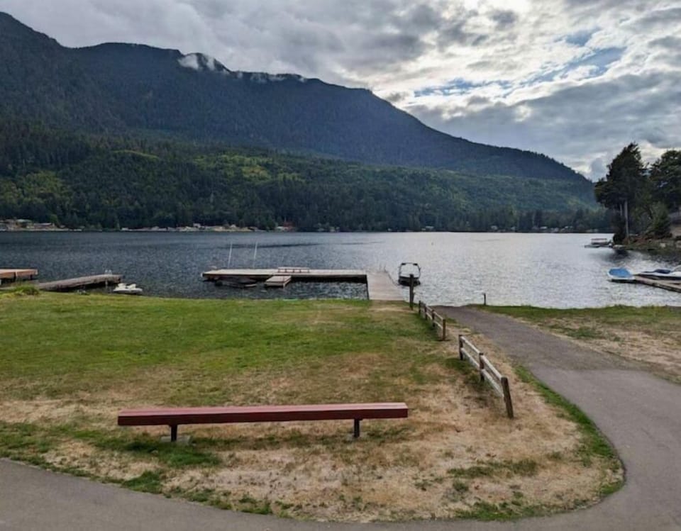 Community boat launch and lawn area