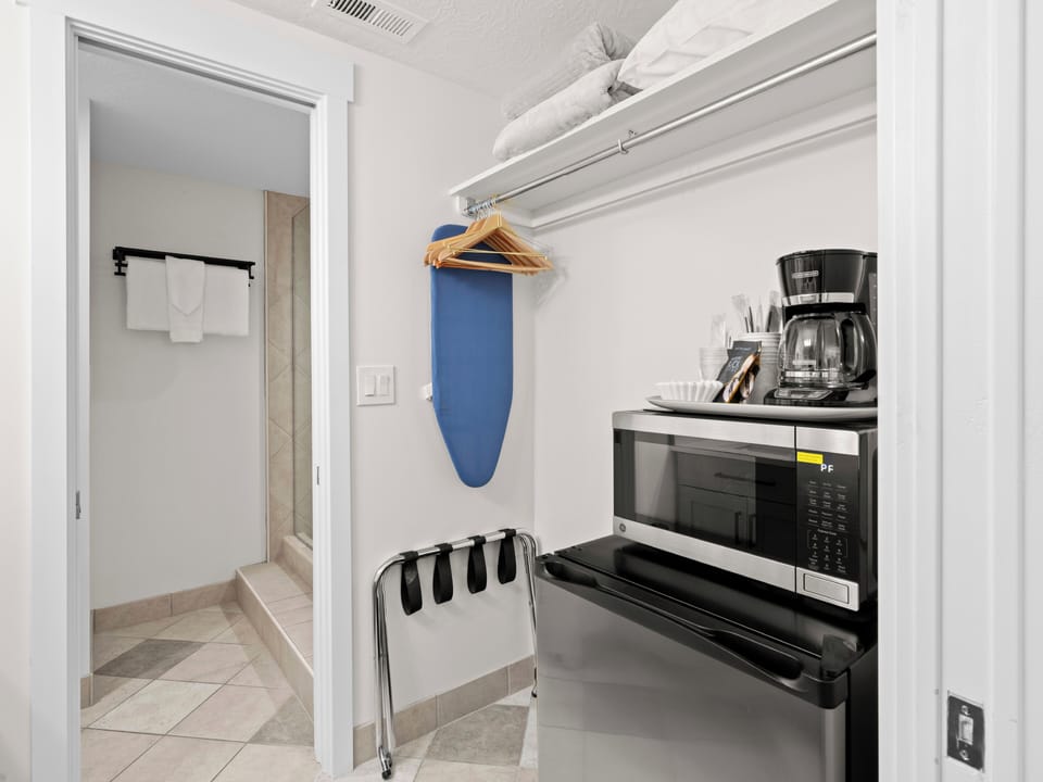 Coffee Maker, Microwave, and Mini Fridge