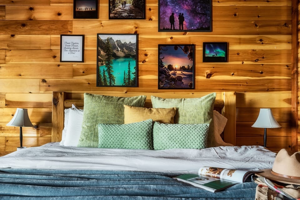 Enjoy the night under a luxury comforter with a duvet cover, adorned with cozy throw pillows.