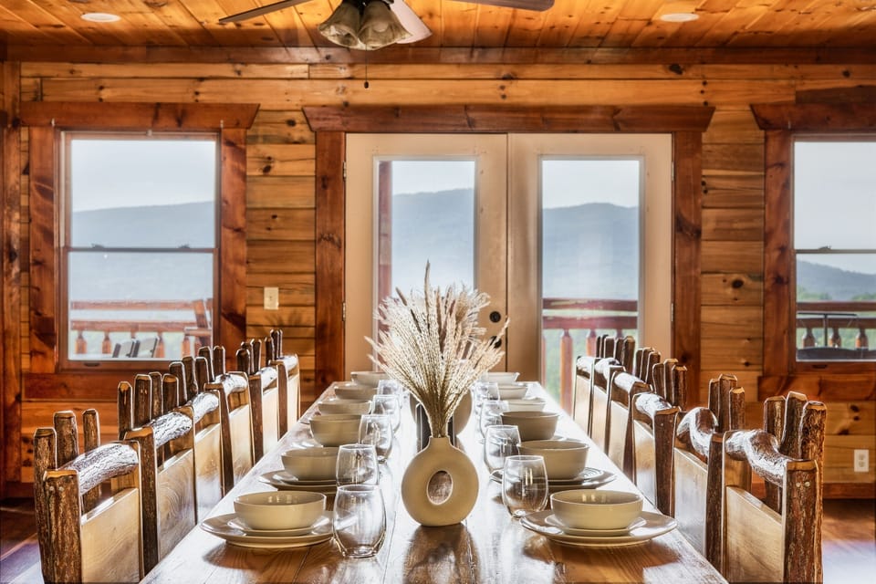 Spacious Dining: Gather your family around a large dining table custom-made for 12, providing ample space for everyone to share meals and stories.
