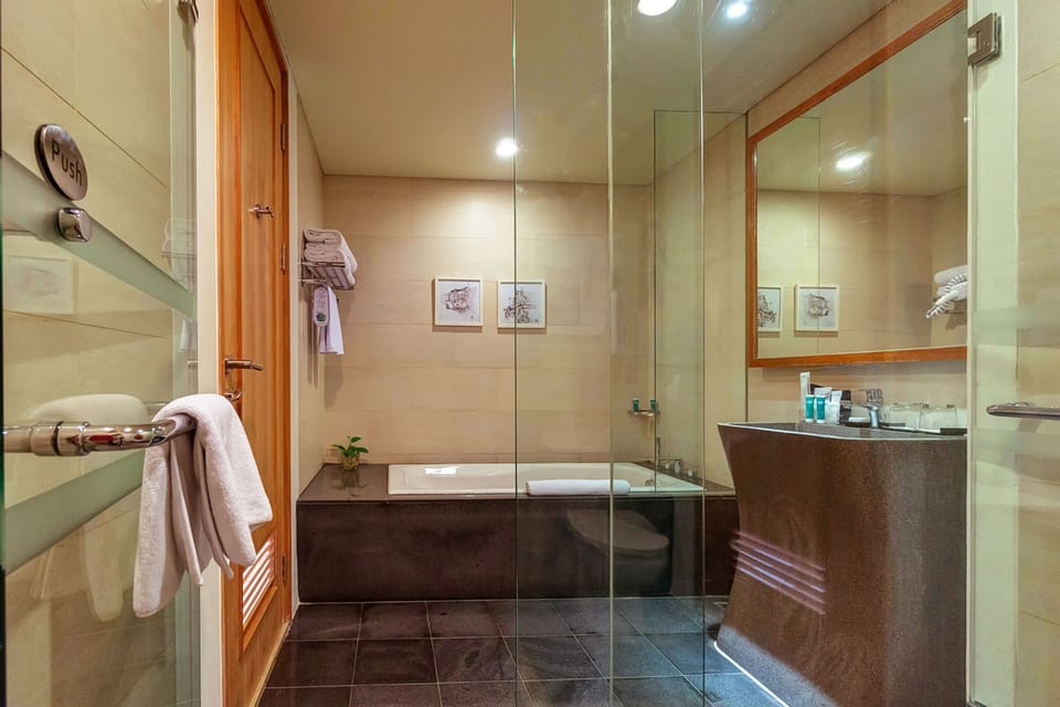 Hair dryer, bathrobes, slippers, bidet