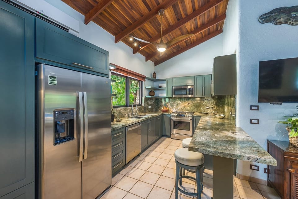 Indoors, Kitchen, Refrigerator, Screen, Ceiling Fan