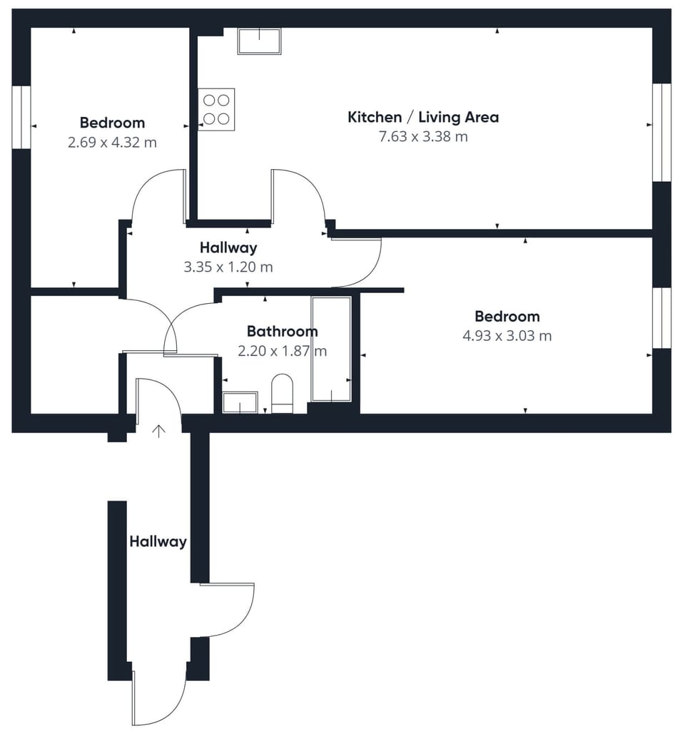 House | 2 bedrooms, desk