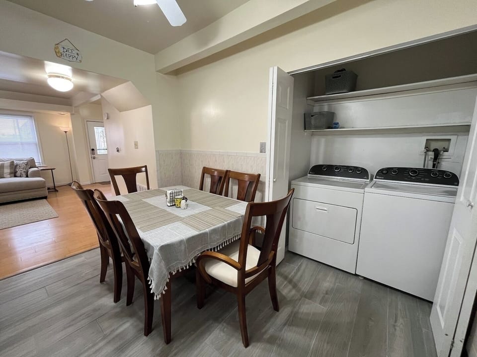 Dining Table - Seats 6 & Tucked Away Washer and Dryer