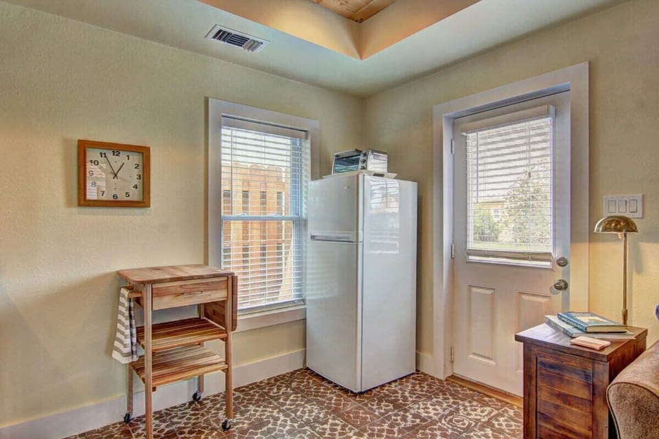 Side door leading into the kitchen area