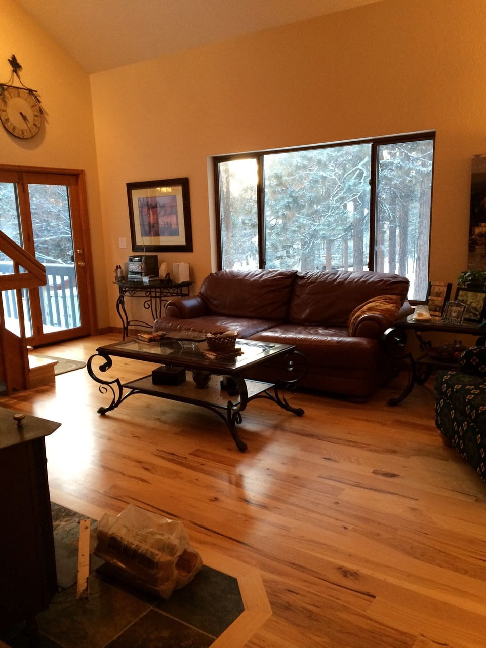 Living room with 20 ft ceiling great room  walkout to front porch & back deck