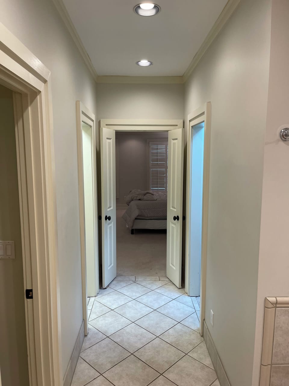 View of master bedroom from master bathroom