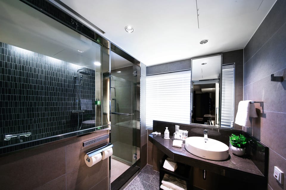 Comfort Double Room (No window) | Bathroom | Separate tub and shower, deep soaking tub, rainfall showerhead