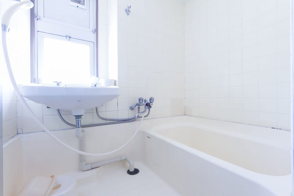 Separate tub and shower, deep soaking tub, free toiletries