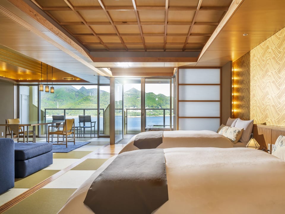Deluxe Corner Suite (Ocean View)(With open-air view bath)(Non-smoking) | In-room safe, WiFi (free), bed sheets
