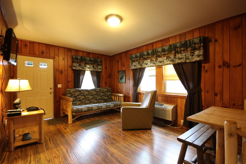 32-inch flat-screen TV with satellite channels, TV