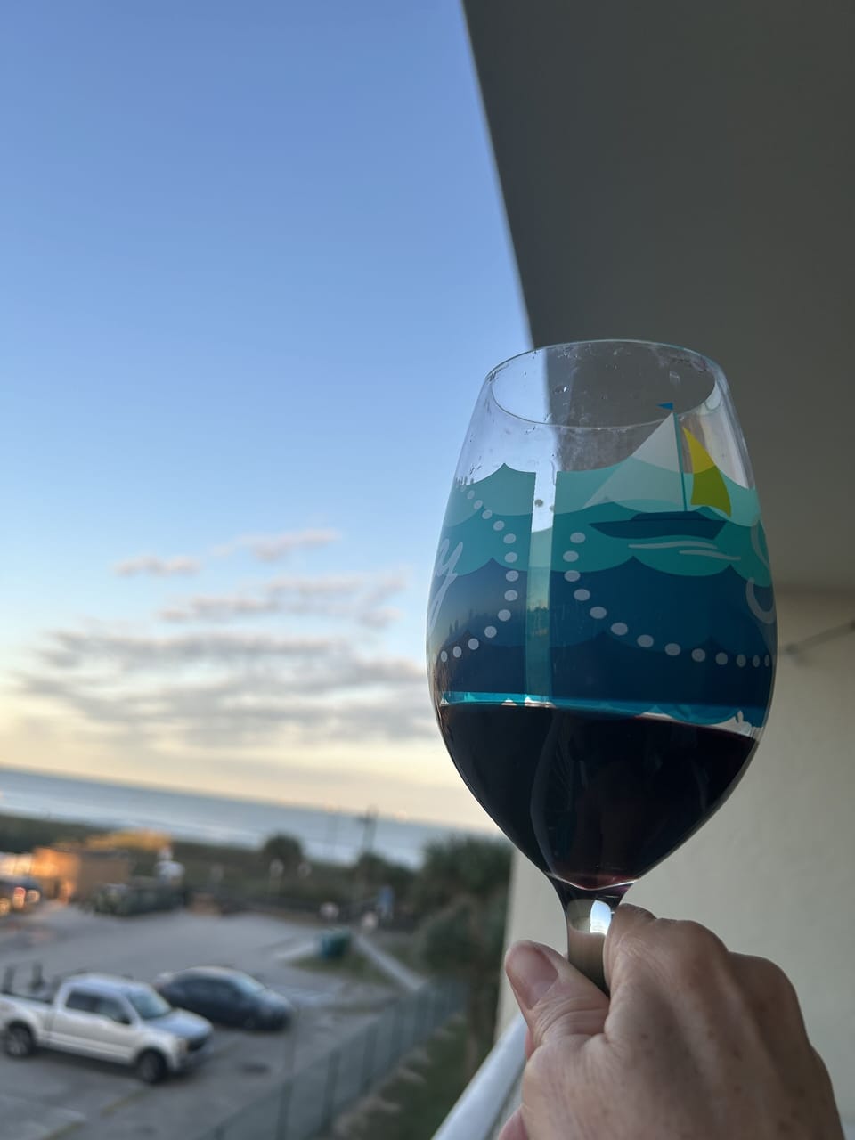  View of the ocean from our deck.  Cheers!
