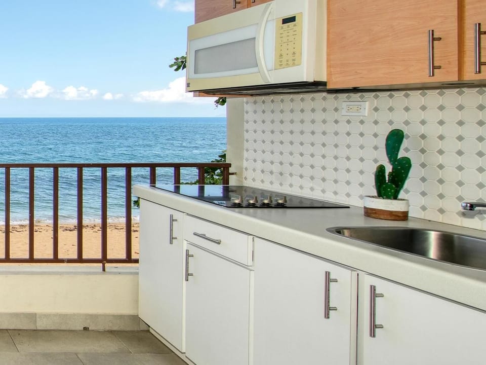 Apartment, Ocean View, Beachfront | Private kitchen | Fridge, coffee/tea maker