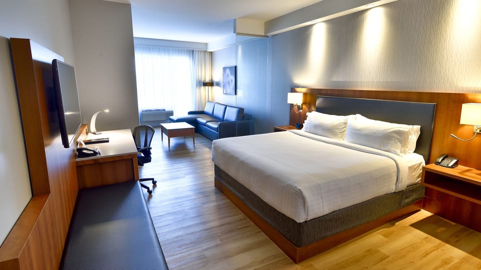 Premium bedding, desk, blackout drapes, iron/ironing board