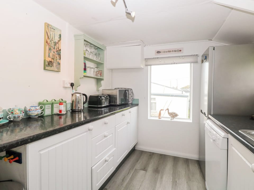 Fridge, dishwasher, electric kettle, toaster