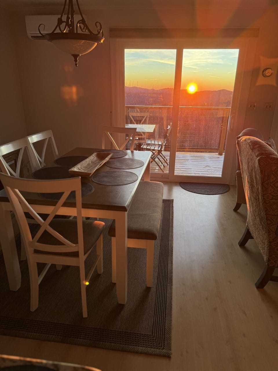 Real Pic: Sunrise View @ WishYouWereHere7Devils: Long-range layered panoramic mountain & valley views from The Grandfather Mountain Profile to Blowing Rock etc, you are up above it all.