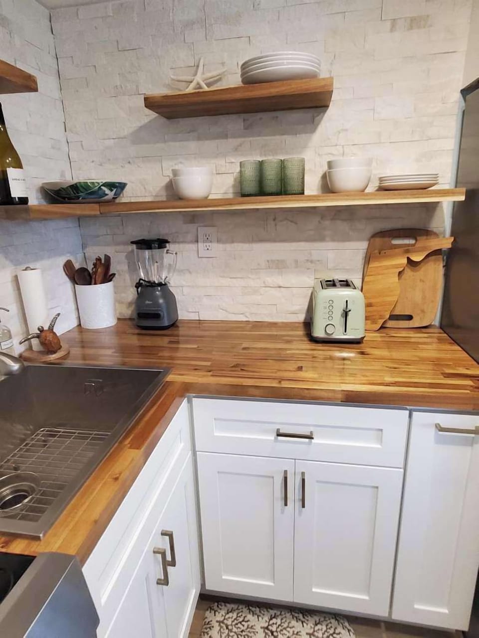 Kitchen fully stocked with all your cooking needs, spices, blender, toaster, coffee and much more!