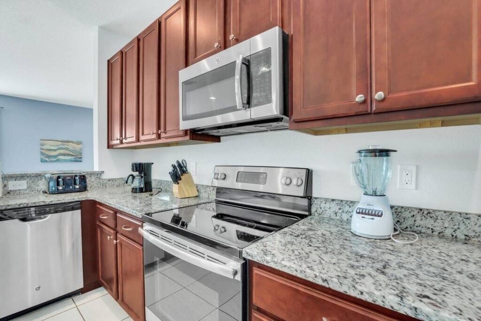 A chef’s dream with high-end finishes, tons of counter space, and all the essentials for extended stays.