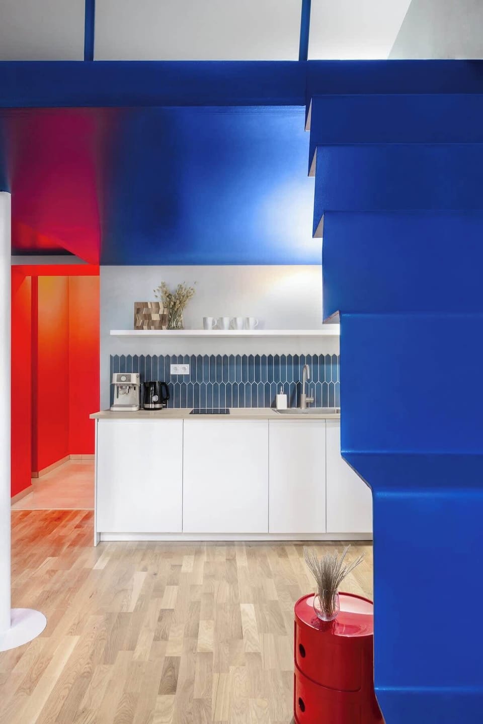 The view of the kitchen