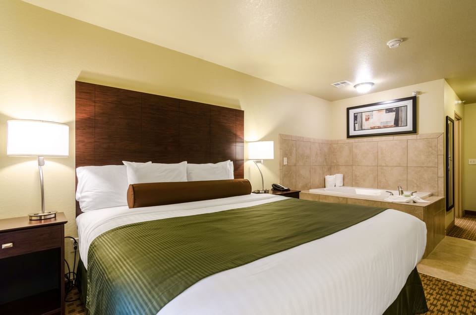Room, 1 King Bed with Whirlpool, Non Smoking | Premium bedding, in-room safe, desk, laptop workspace
