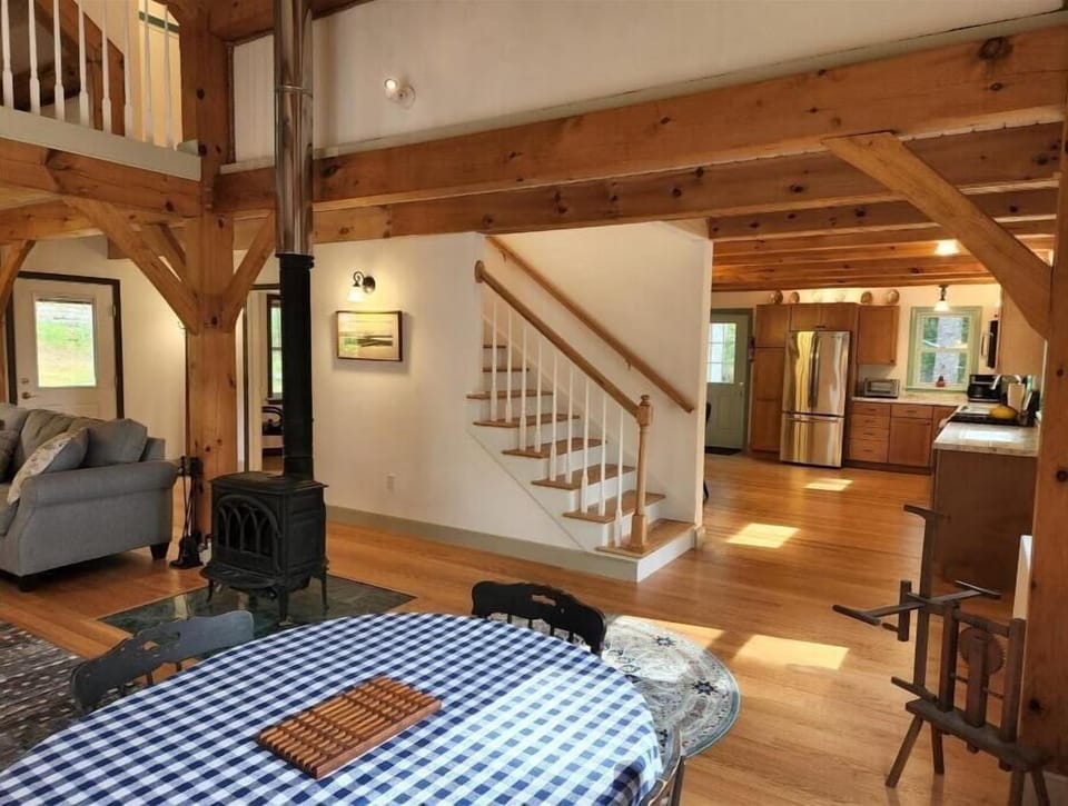 From Great Room dining table to adjoining kitchen. Stairs to loft and 2 bedrooms