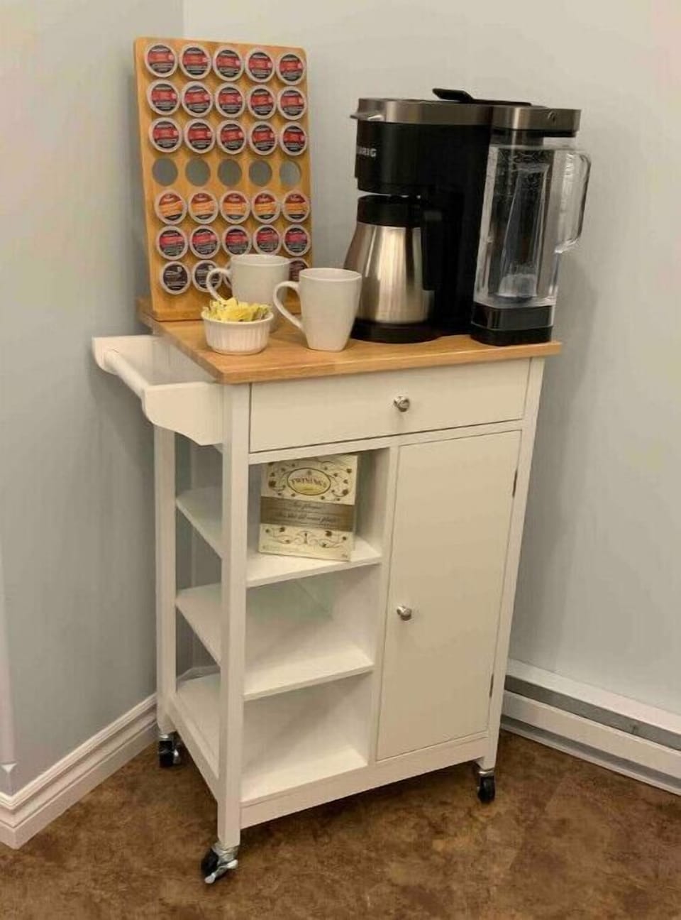 Fully equipped Keurig coffee/tea cart
