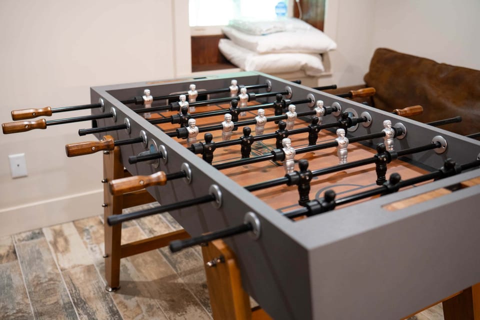 Challenge family and friends to a game of foosball
