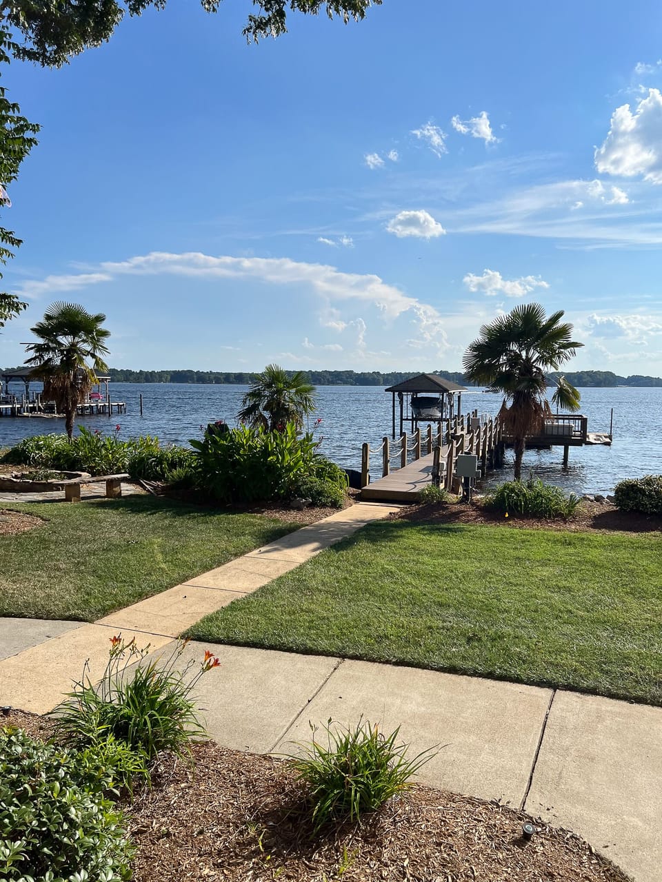 Nice flat lakeside lawn with amazing views of Lake Norman