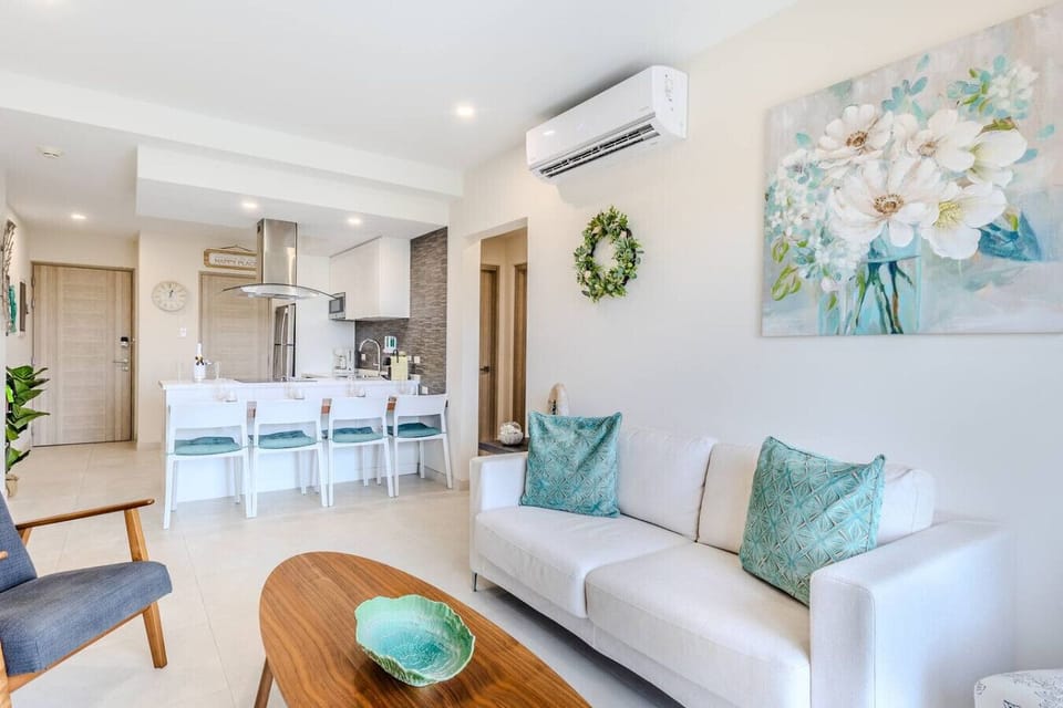 Enjoy a pleasant movie night in this elegant environment by taking a seat on the plush sofa with the warm Caribbean Breeze