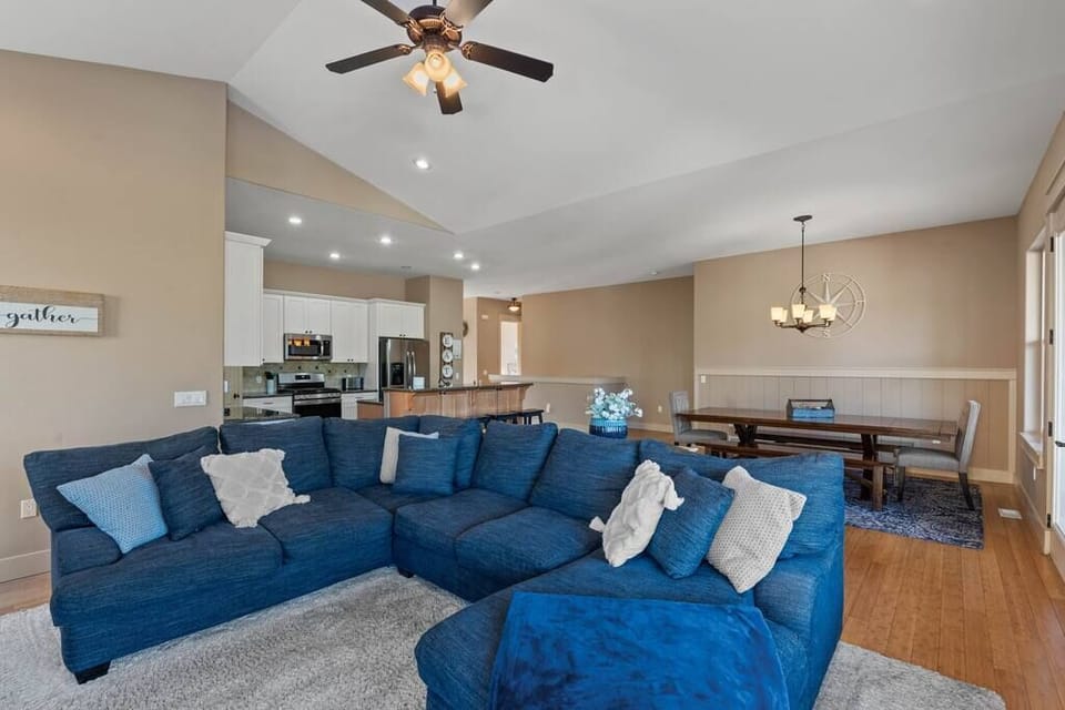 TV sitting area, Dining, and Kitchen