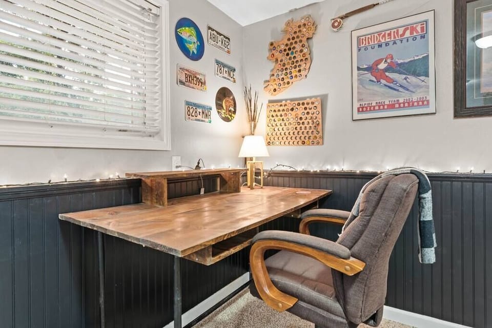 Dedicated Office Space With Chair/Desk and Reading Lamp