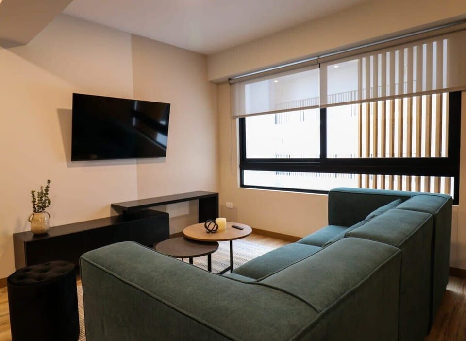 Living room with smart tv