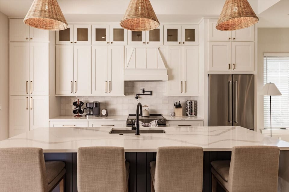 Gourmet Kitchen with Barstool Seating.