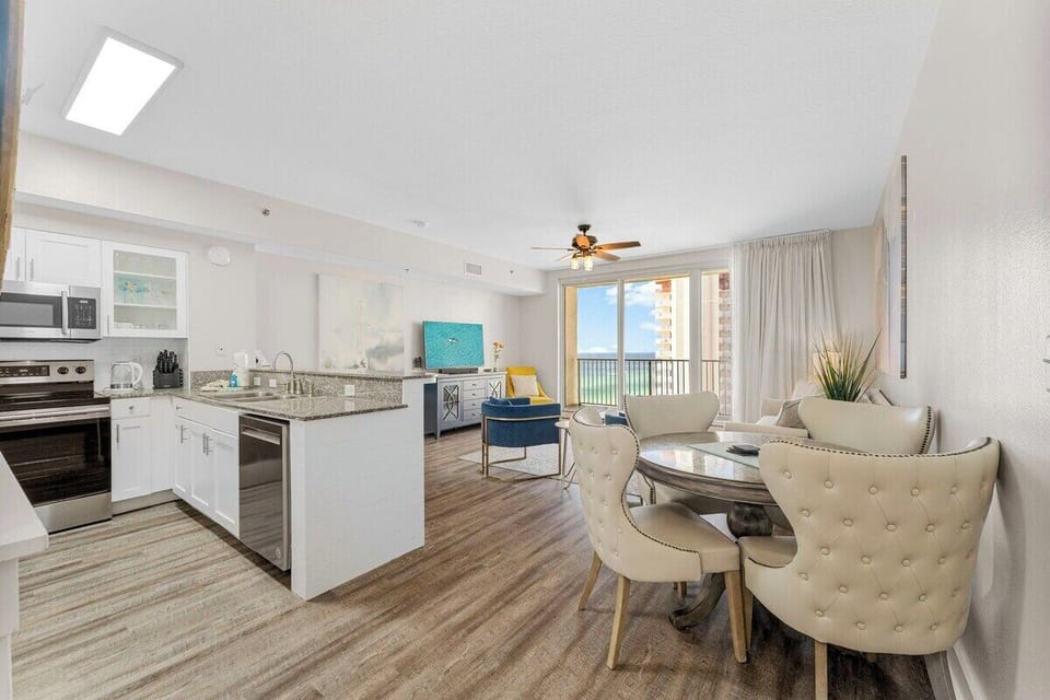 Living room and dining room area