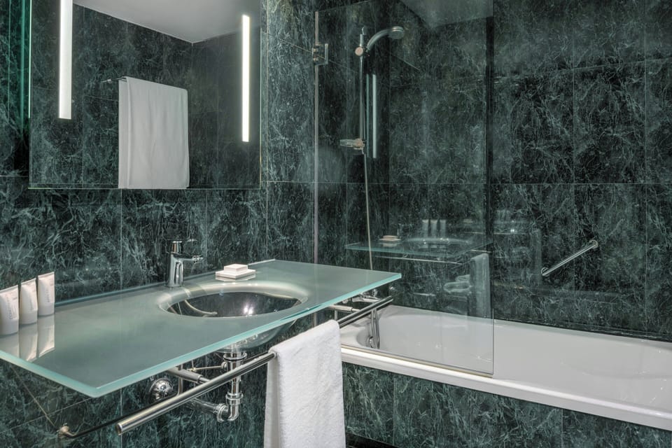 Free toiletries, hair dryer, bidet, towels